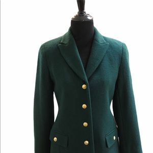 Talbots Petites Size 2 Wool Hunter Green Blazer